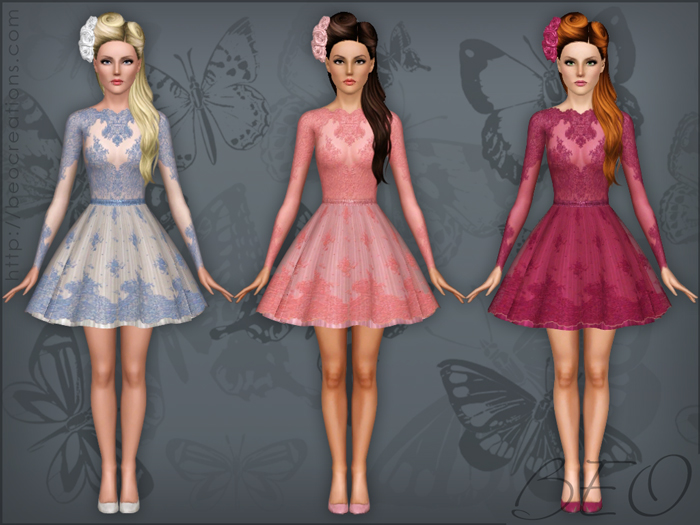 Lace short dress for Sims 3 by BEO (2)